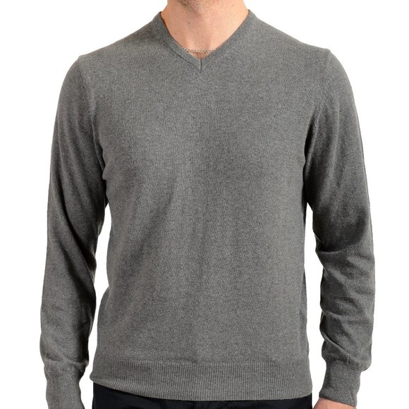 Pierre Balmain Men's Gray Wool Cashmere V-Neck Pullover Sweater